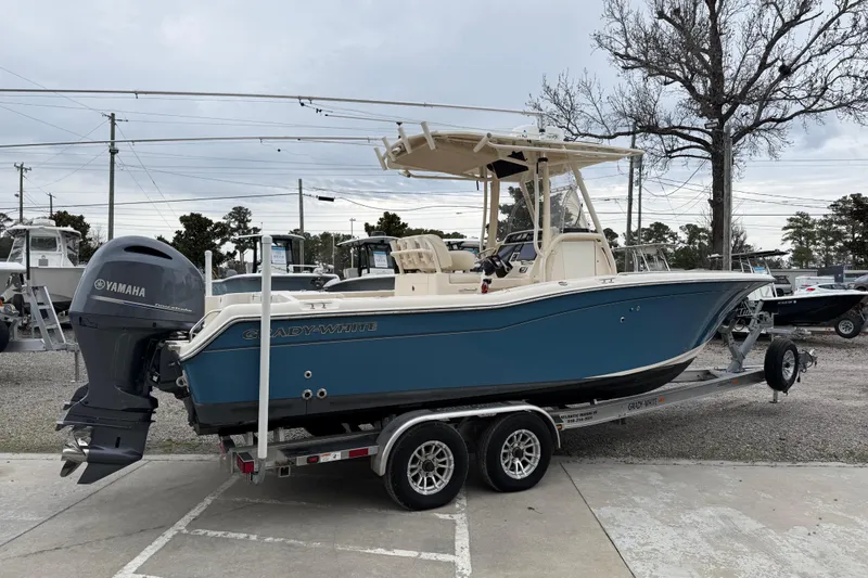 Slide: The Image of 2015 Grady-White Fisherman 257 boat on trailer with Yamaha outboard motor. - 9
