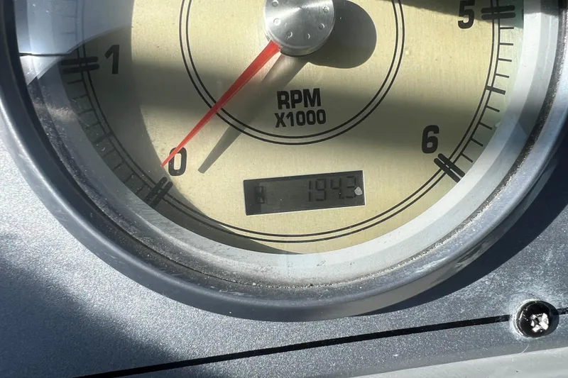 Slide: The Image of Close-up of 2004 Maxum 2900 SE tachometer showing 194.3 hours. - 20