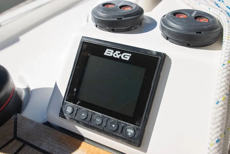 Slide: The Image of B&G navigation display on Bavaria C45 yacht, 2021 model, with control buttons. - 19