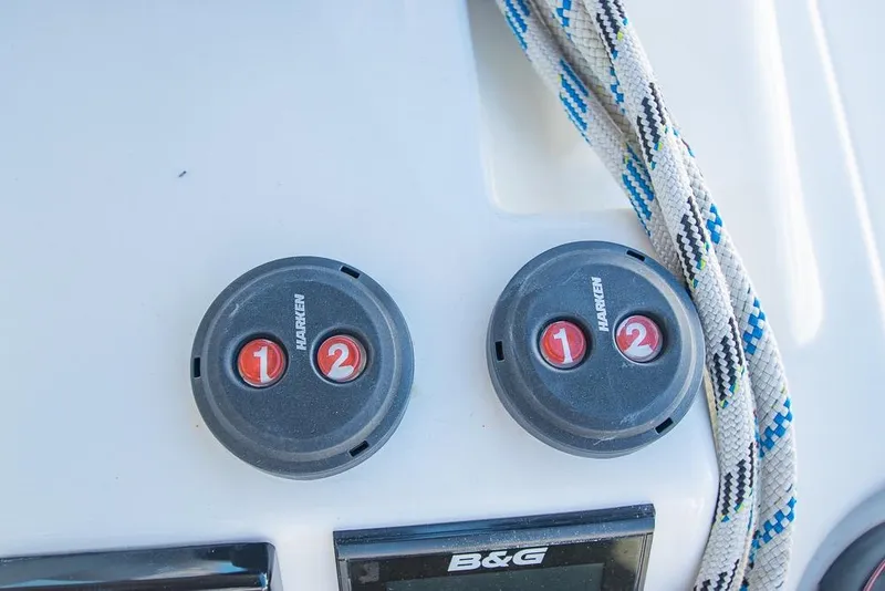 Slide: The Image of Control panel on 2021 Bavaria C45 yacht with ropes and Harken buttons. - 28