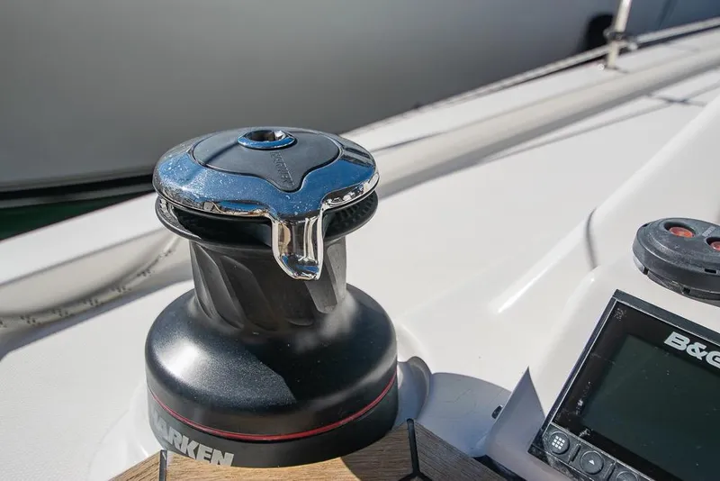 Slide: The Image of Close-up of a 2021 Bavaria C45 yacht winch and navigation equipment. - 29