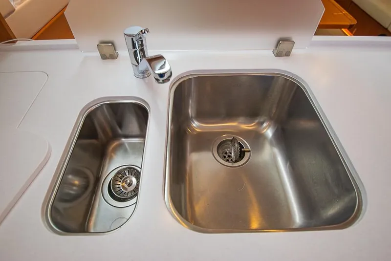 Slide: The Image of Stainless steel double sink in 2021 Bavaria C45 yacht kitchen. - 45