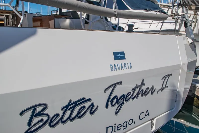 Slide: The Image of Bavaria C45 yacht "Better Together II" docked in San Diego, 2021 model. - 9