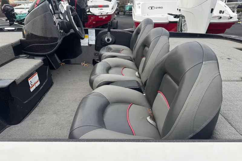 Slide: The Image of Interior of 2013 Nitro Z-6 boat with gray and black seating. - 3
