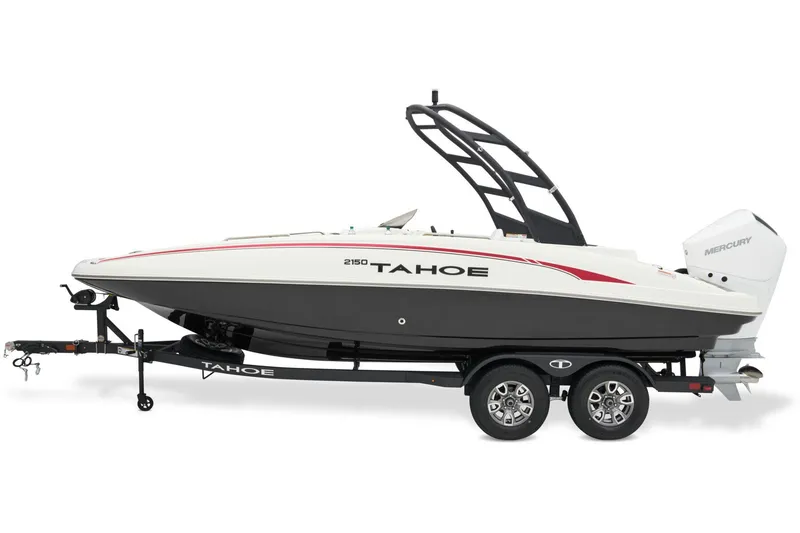 Slide: The Image of 2026 Tahoe 2150 boat with Mercury outboard motor, showcasing sleek design and performance. - 6
