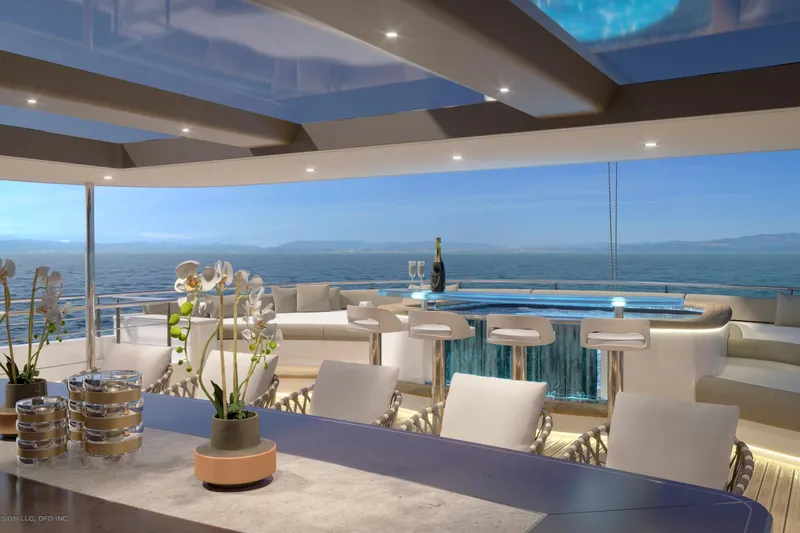 Slide: The Image of Luxurious yacht interior with ocean view, featuring elegant seating and a stylish bar area. - 10