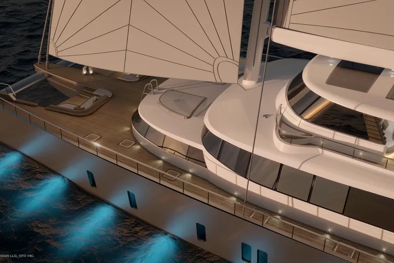 Slide: The Image of Luxurious Dynamic Project Garfield yacht, 2028 model, with elegant deck lighting and modern design. - 13