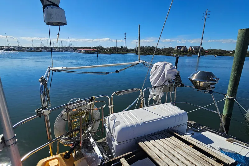 Slide: The Image of Sailboat deck view on calm water, Endeavor 42, 1989 model, sunny day. - 7
