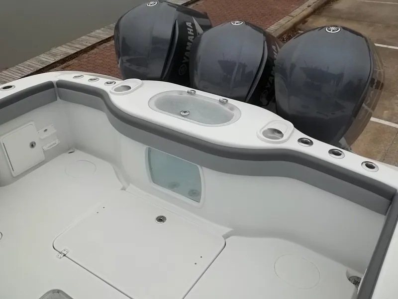 Slide: The Image of 2018 Yellowfin 39 Offshore with Yamaha engines at the dock. - 5