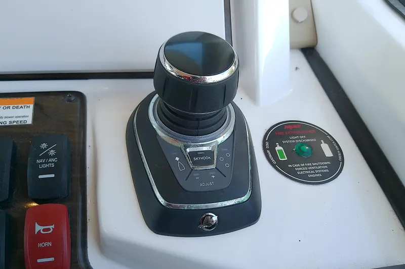 Slide: The Image of Joystick control panel on 2019 Floe Craft 3950C Aquafina boat. - 33