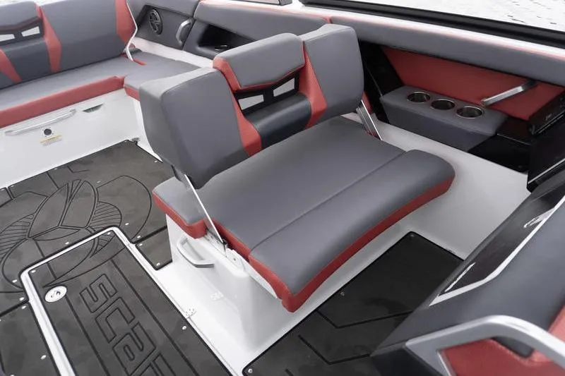 Slide: The Image of 2026 Scarab 285 LX Wake boat interior with stylish seating and modern design. - 18