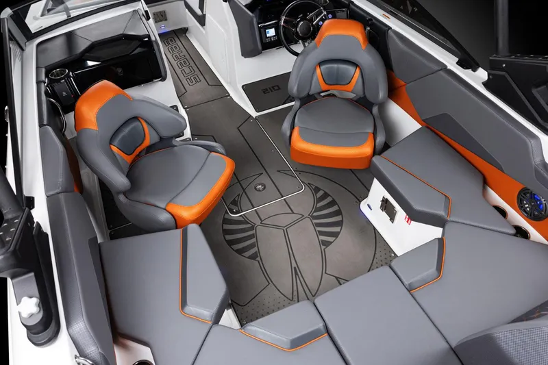 Slide: The Image of Manufacturer Provided Image: 2026 Scarab 210 LX Wake boat interior with modern seating and sleek design. - 4