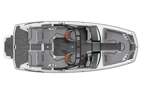 Slide: The Image of Manufacturer Provided Image: 2026 Scarab 210 LX Wake boat, top view, showcasing sleek design and spacious seating. - 7