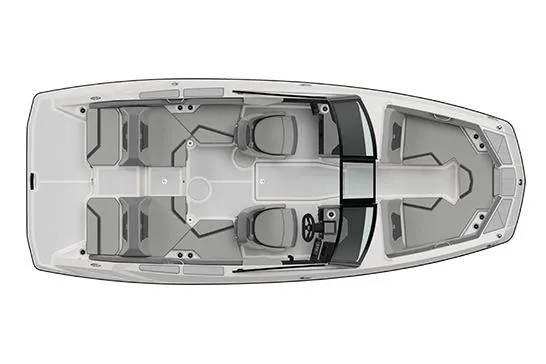 Slide: The Image of Manufacturer Provided Image: Top view of 2026 Scarab 210 SE boat interior layout, featuring seating and steering. - 9