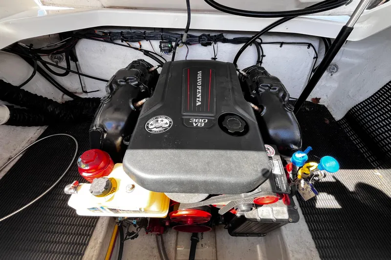 Slide: The Image of Engine compartment of a 2019 Monterey 298SS Super Sport boat with Volvo Penta 380 V8 engine. - 7