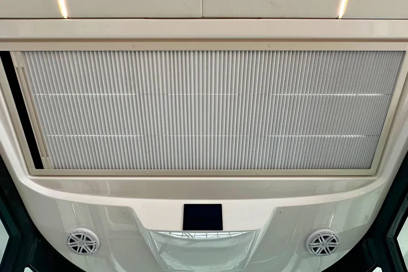 Slide: The Image of 2026 Tiara Yachts 39 LS interior ceiling with modern design and integrated speakers. - 31