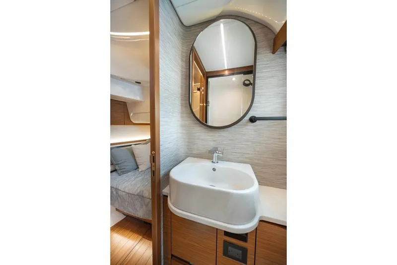 Slide: The Image of 2026 Tiara Yachts 39 LS interior with sleek design and modern seating. - 7