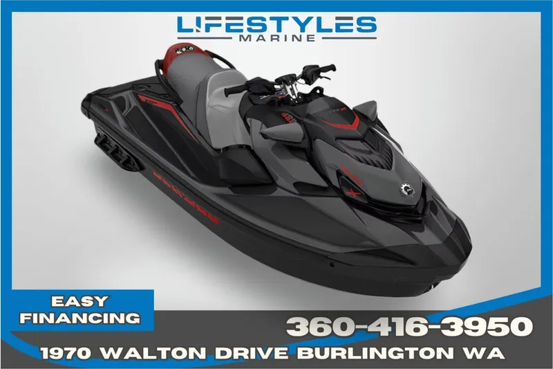 The Image of 2025 Sea-Doo GTR-X 300 jet ski, black and red, available at Lifestyles Marine. - 0