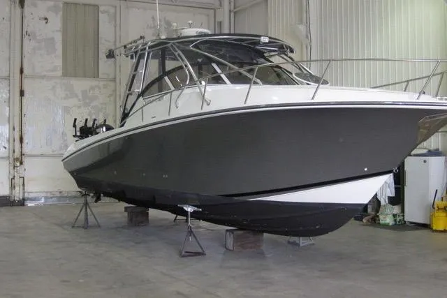 Slide: The Image of Tappan microwave in 2007 Fountain 33 Sportfish Cruiser interior. - 18