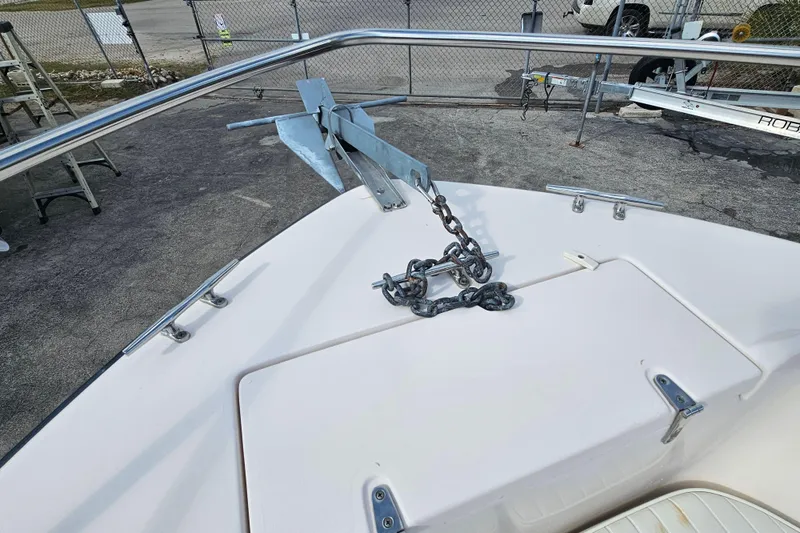 Slide: The Image of Bow of 2001 Grady-White Sportsman 180 with anchor and chain on deck. - 13