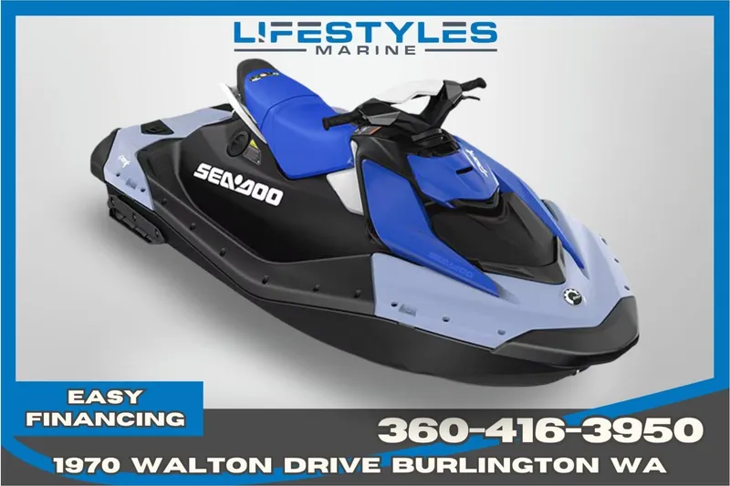 The Image of 2026 Sea-Doo Spark for 2, blue and black, available at Lifestyles Marine, Burlington WA. - 0