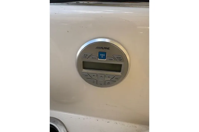 Slide: The Image of Alpine audio control panel on 1994 Sunseeker Apache 45 boat. - 22