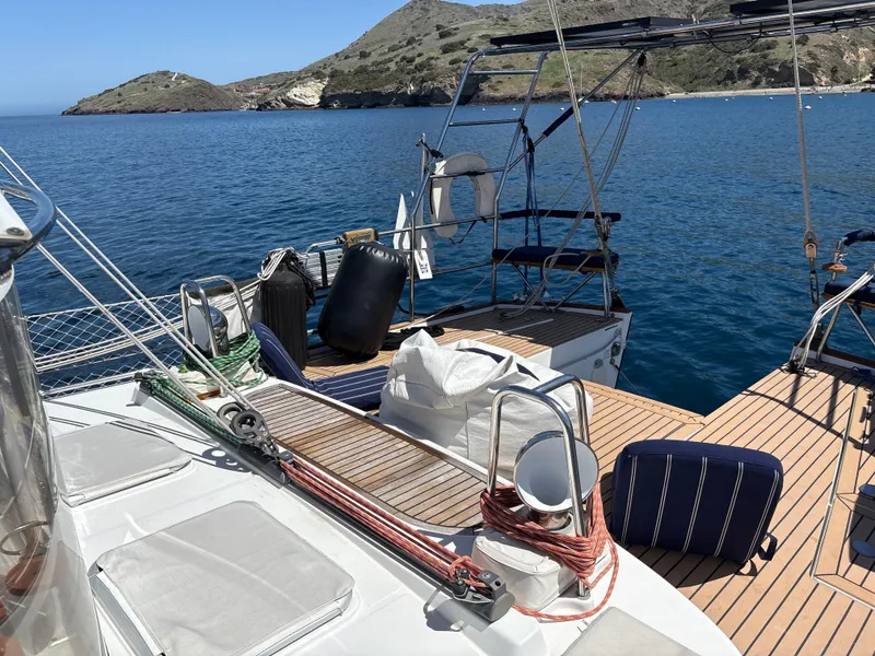 Slide: The Image of Deck of a 2005 Beneteau 57 yacht with scenic ocean view. - 13