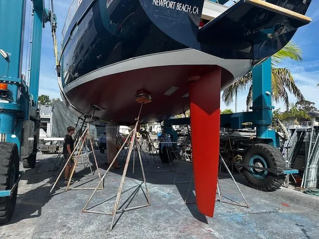 Slide: The Image of Beneteau 57 yacht from 2005 in dry dock, Newport Beach, CA. - 66