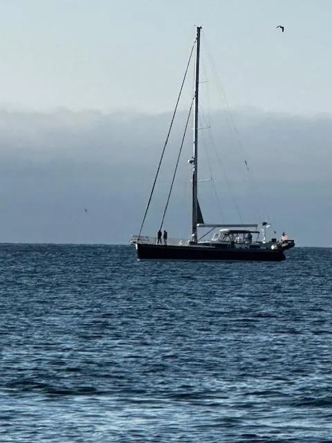 Slide: The Image of Sailing yacht Beneteau 57, 2005 model, cruising on open sea. - 67