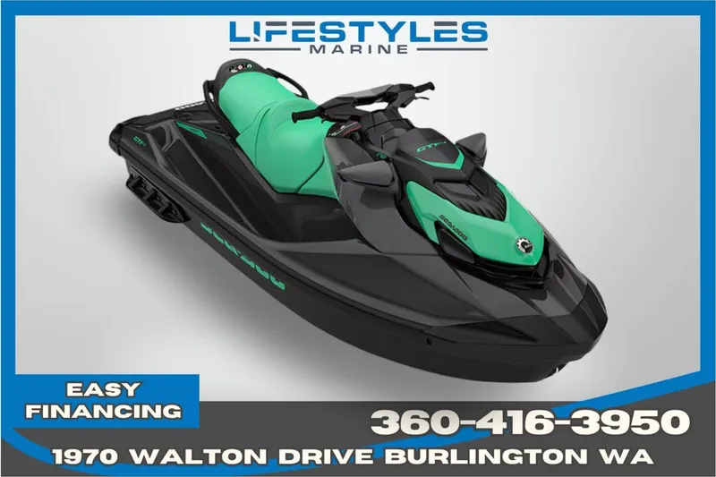 The Image of 2026 Sea-Doo GTI SE 170 jet ski, black and green, available at Lifestyles Marine. - 0
