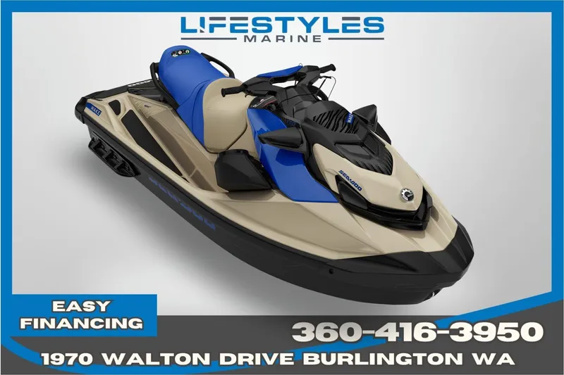 The Image of 2026 Sea-Doo Wake 170 jet ski, beige and blue, available at Lifestyles Marine, Burlington WA. - 0