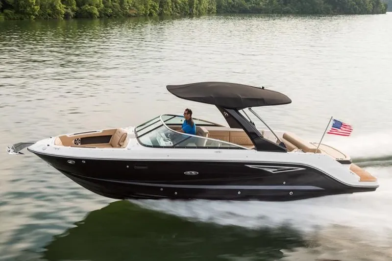 Slide: The Image of Manufacturer Provided Image: 2019 Sea Ray SLX 280 boat cruising on a lake. - 25