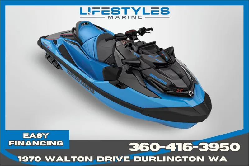 The Image of 2026 Sea-Doo RXT-X 325 jet ski in blue, available at Lifestyles Marine, Burlington WA. - 0