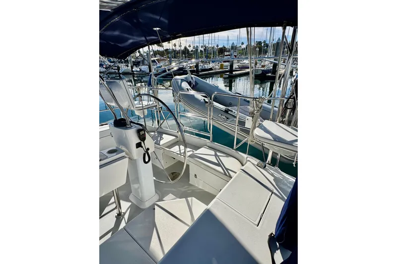 Slide: The Image of Cockpit view of 2005 Catalina 42 MkII sailboat docked at marina. - 10
