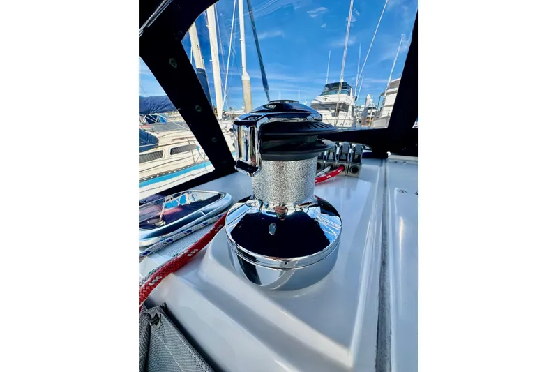 Slide: The Image of Close-up of a winch on a 2005 Catalina 42 MkII sailboat deck. - 54