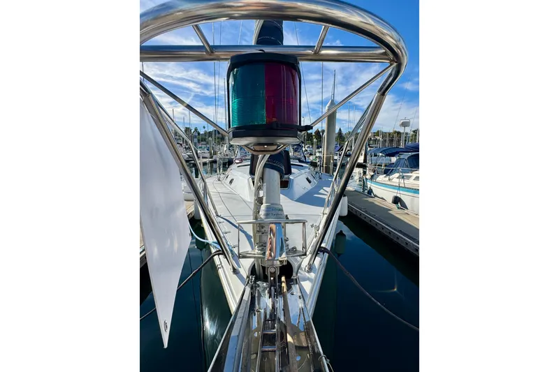 Slide: The Image of Catalina 42 MkII sailboat, 2005 model, docked in marina with navigation light. - 58