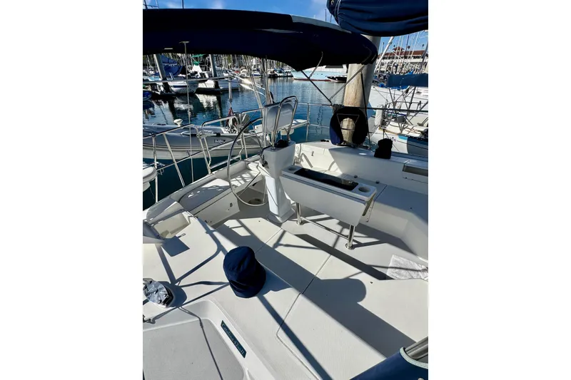 Slide: The Image of Cockpit of 2005 Catalina 42 MkII sailboat docked at marina. - 8