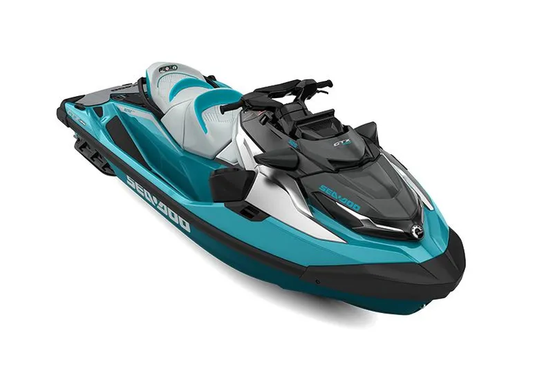 Slide: The Image of Manufacturer Provided Image: 2026 Sea-Doo GTX Limited 325 jet ski in teal and black design. - 3