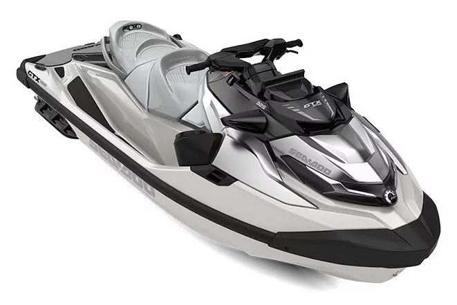 Slide: The Image of 2026 Sea-Doo GTX Limited 325 jet ski, sleek silver design, advanced features. - 7