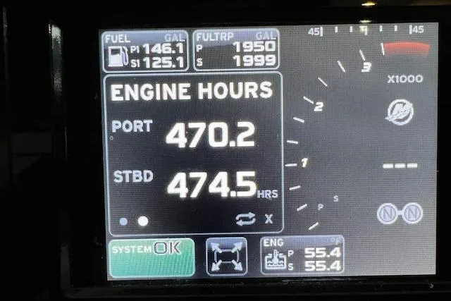 Slide: The Image of 2017 Sea Ray Sundancer 400 propeller on wooden blocks during maintenance. - 66