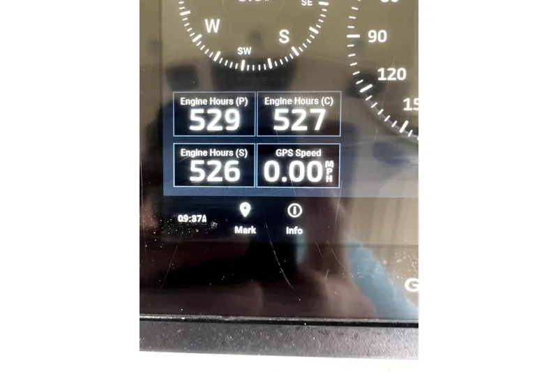 Slide: The Image of Display panel of 2018 Scout 350 LXF showing engine hours and GPS speed. - 20