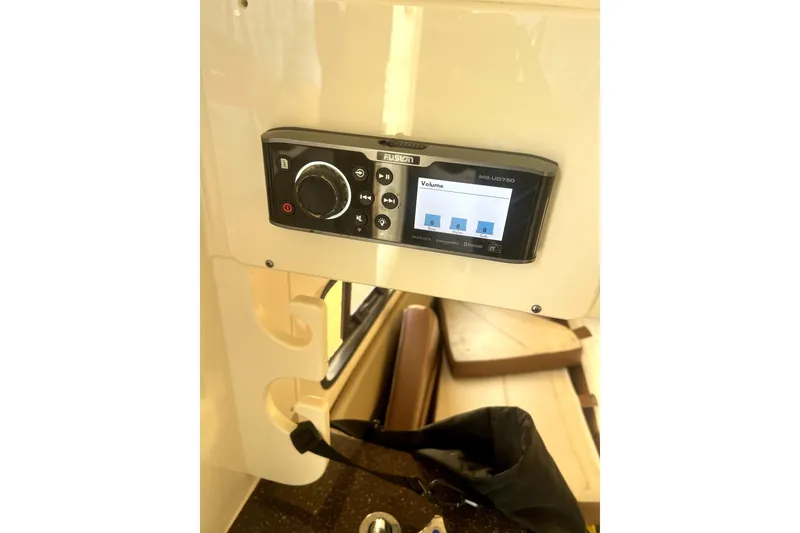 Slide: The Image of Fusion stereo system on 2018 Scout 350 LXF boat interior. - 22