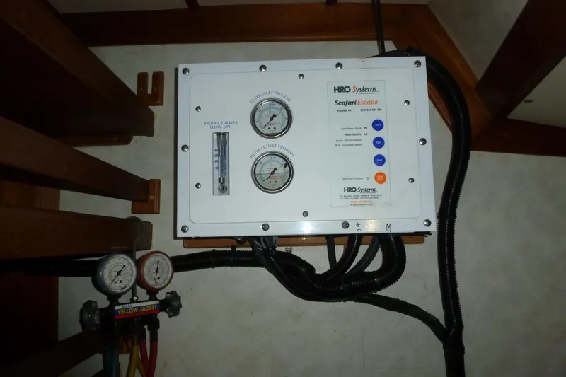 Slide: The Image of Control panel of HRO Systems Seafari Escape on 1982 Tayana Center Cockpit Cutter Ketch. - 80