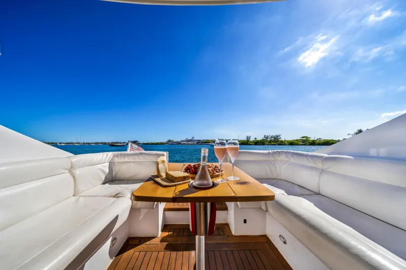Slide: The Image of Luxurious seating on 2007 Custom NNS Sea Scout 41 yacht with ocean view. - 11