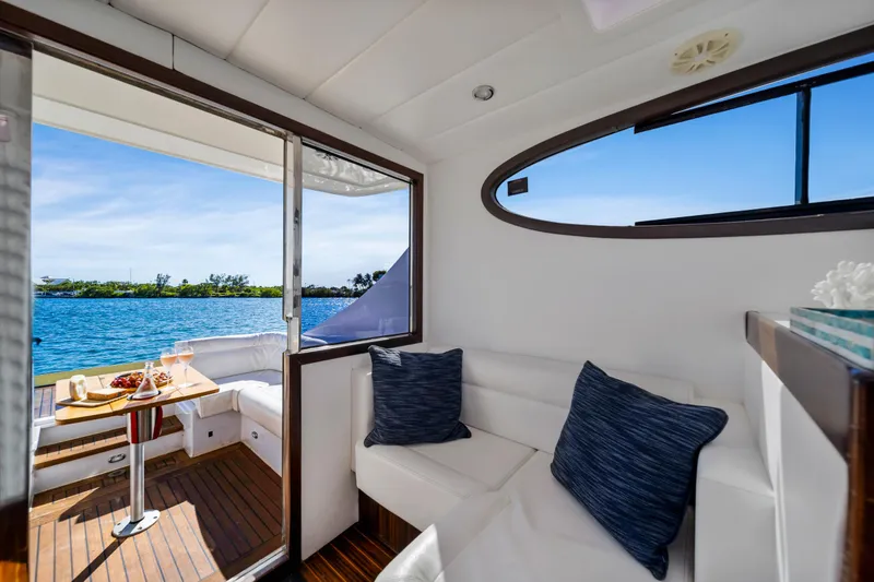 Slide: The Image of Luxurious interior of 2007 Custom NNS Sea Scout 41 yacht with scenic ocean view. - 15