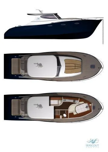 Slide: The Image of Custom 2007 NNS Sea Scout 41 yacht design with top and side views. - 26