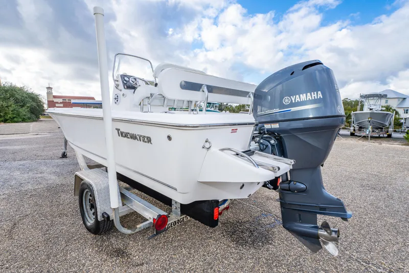 Slide: The Image of 2013 Tidewater 1900 Bay Max boat with Yamaha outboard motor on trailer. - 9