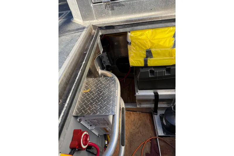 Slide: The Image of Interior of 2020 Armstrong Marine 35 boat with seating and table. - 100