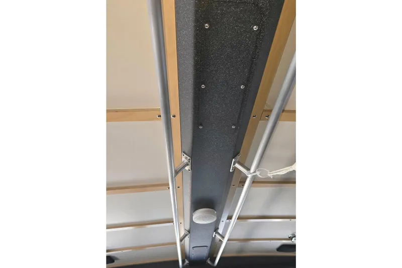 Slide: The Image of Interior view of 2020 Armstrong Marine 35 boat ceiling with metal and wood details. - 112