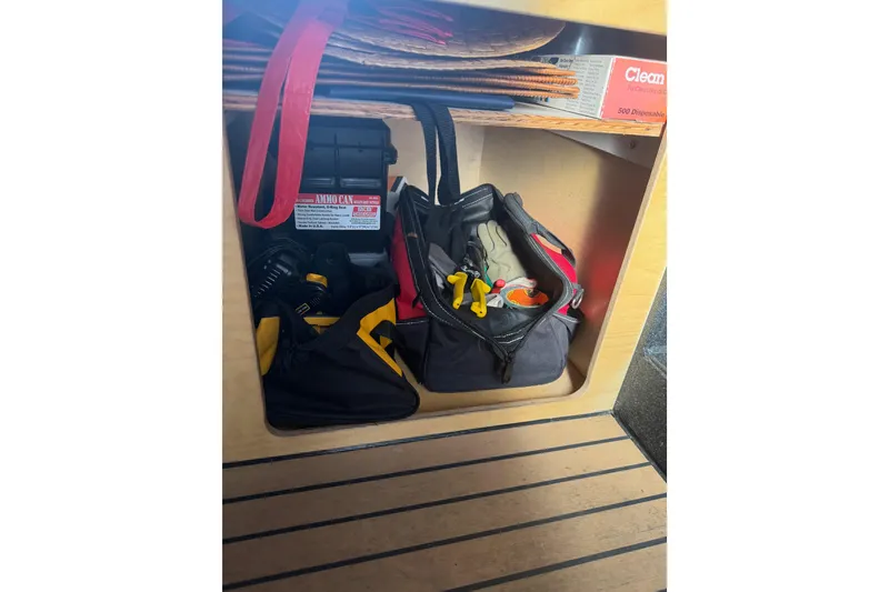 Slide: The Image of Interior of 2020 Armstrong Marine 35 boat with wooden flooring and modern design. - 48